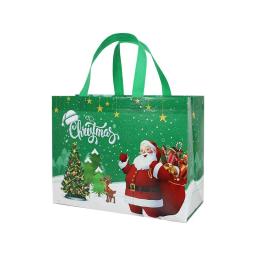 Natal tecido não tecido sacolas doces presente embalagem papai noel/homem de neve impresso crianças favores presente de ano novo sacos de compras - Image 6