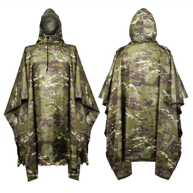 Capa de Chuva Impermeável Camo com Zíper para Homens e Mulheres - Ideal para Motociclistas e Uso Militar