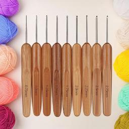 Bambu De Madeira Handle Crochet Ganchos, Agulhas de Tecer Ergonômico, Craft DIY Costura Ferramenta, 0.75mm, 1.0mm, 1.25mm, 1.5mm, 1.75mm, 2.0mm, 2.25mm, 2.5mm, 2,75 milímetros, 3,0 milímetros - Image 2