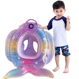 Mermaid cauda float piscina inflável, colorido natação círculo, tubos de praia, brinquedos para crianças, verão - Image 2
