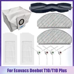Acessórios para ecovacs deebot t10/t10 mais robô aspirador de pó principal/escova lateral saco poeira filtro hepa mop pano peças de reposição - Image 1