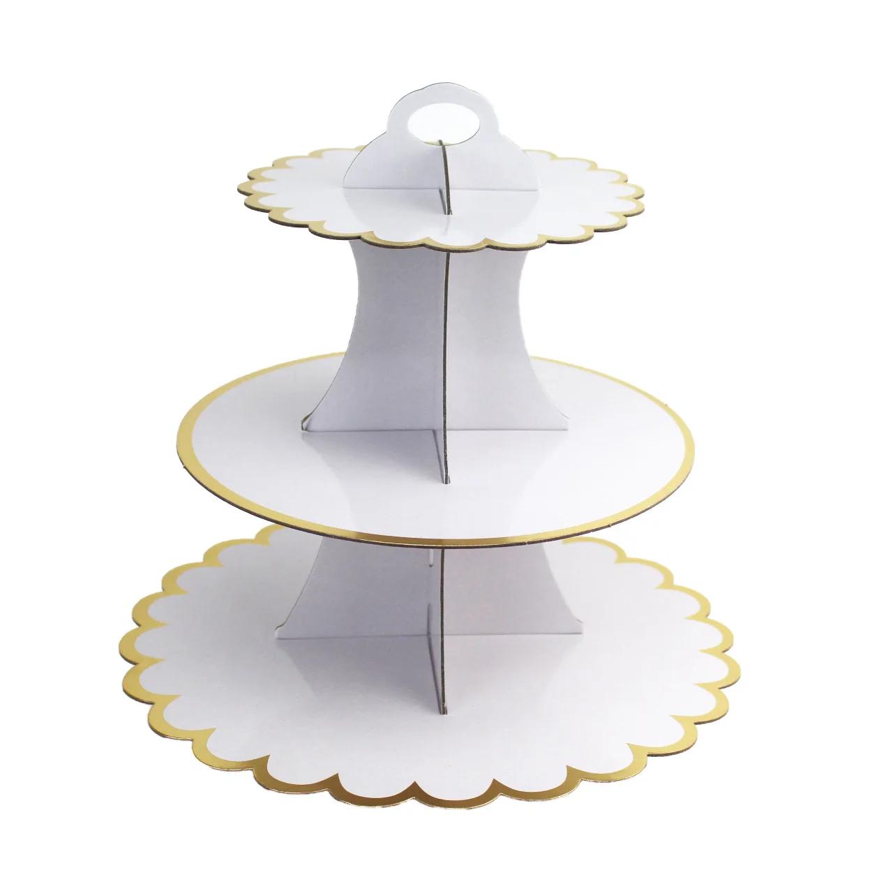 Carrinho De Cupcake De Papel Descartável, Decoração De Festa De Aniversário Suprimentos, Sobremesa De Casamento Display Racks, Decoração Do Bolo Do Chuveiro Do Bebê, 3 Camadas - Image 1
