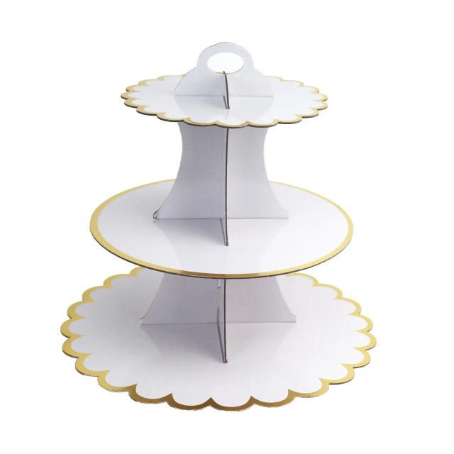 Carrinho de Cupcake Descartável em Papel para Festas: Suprimentos Decoração de Aniversário, Casamento e Chuveiro de Bebê com 3 Camadas 