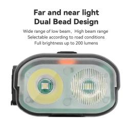 X-TIGER-Farol LED de bicicleta com buzina, luzes à prova d'água, USB recarregável, 200 lumens, 6 modos, 2 em 1 - Image 4