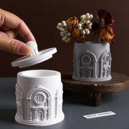 Molde de silicone para armazenamento de construção, com tampa, molde de fundição de concreto 3d, suporte de vela diy, vaso de flores, materiais de fabricação, molde artesanal - Image 6