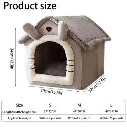 Cama dobrável para cães e gatos, canil lavável, suprimentos de cama removíveis, ninho interno para cães e gatos - Image 2