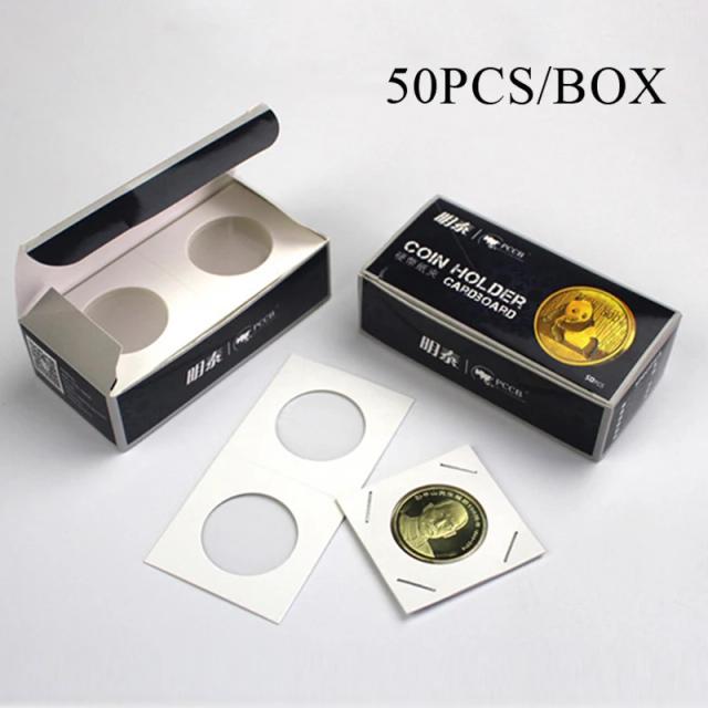 Coleção Completa de 50 Titulares em Papelão para Moedas e Selos Comemorativos com Álbum e Clips - 12 Especificações Perfectas para Armazenamento