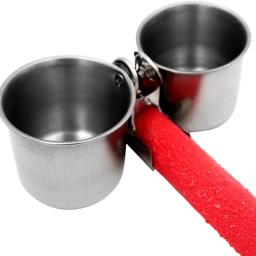 Aço inoxidável Comida e Água Alimentação Bowl com suporte de madeira para Grande Papagaio, Bird Cage Acessório, Pet Shop - Image 3