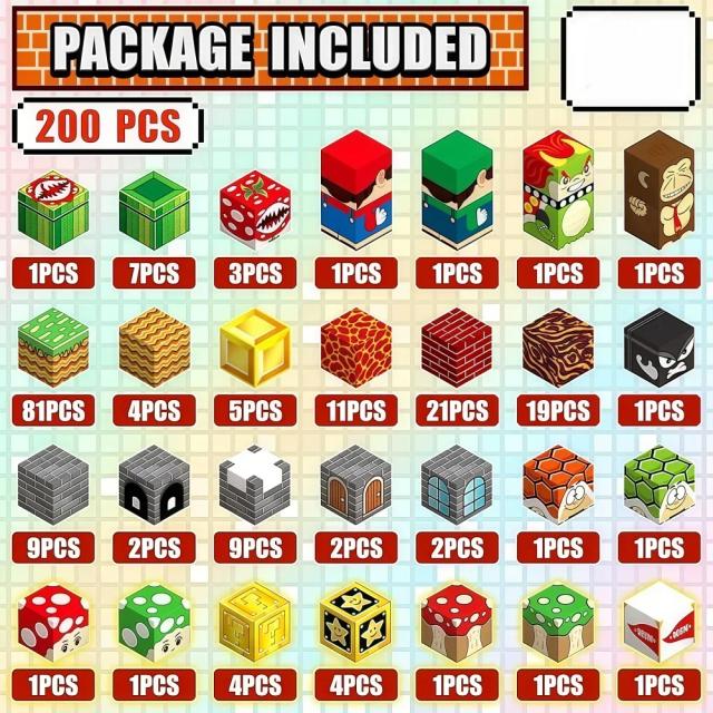 Cubo Magnético Blocos de Construção Mundo Mario Arquitetônico 3+