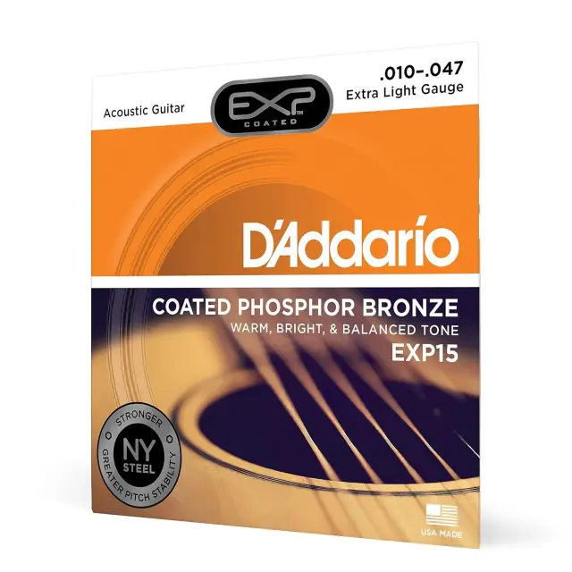 Encordoamento D'Addario 010 para Violão Acústico EXP15 - Som e Qualidade Impressionantes