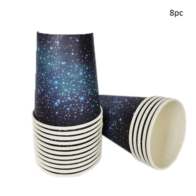 Tema Starry Sky: Louça Descartável para Festa de Aniversário e Decorações de Ramadan com Copos, Pratos e Toalhas Impermeáveis Galáxia para Crianças e Adultos
