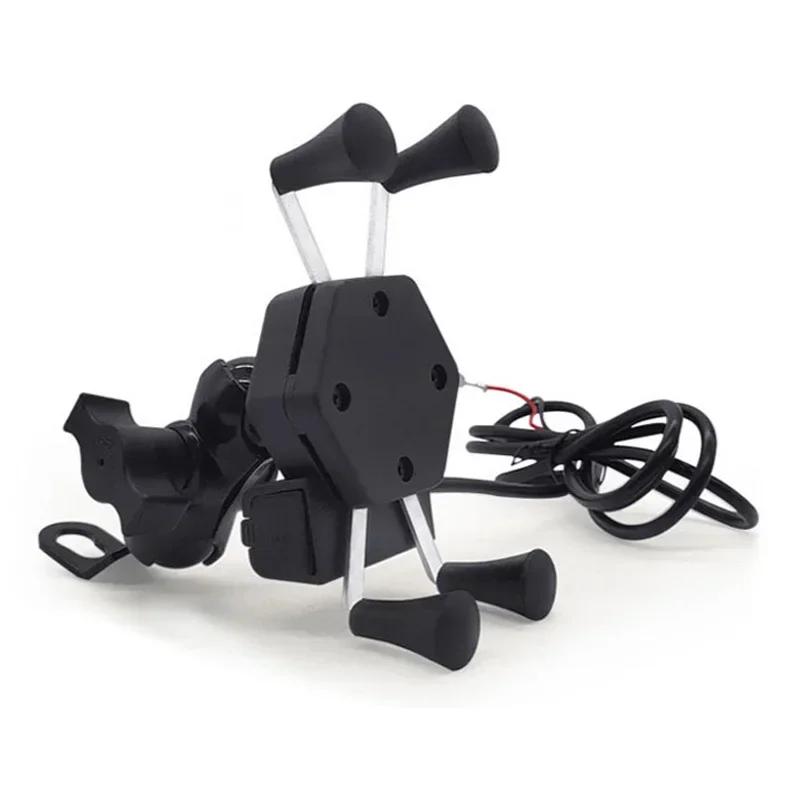 Suporte universal do telefone móvel para bicicleta e motocicleta, guidão Clip, GPS Stand com suporte do carregador USB, guiador de bicicleta - Image 1