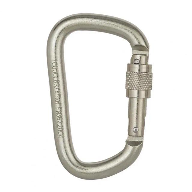 Mosquetão D-Shape de Aço Alta Capacidade 45KN para Escalada e Montanhismo, Fivela de Segurança Resistente ao Desgaste