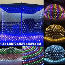 LED Net Mesh Fairy String Light, Guirlanda, Janela Cortina, Natal, Festa de Casamento, Feriado, 1.5x1.5m, 3x2m, 6x4m - Image 1