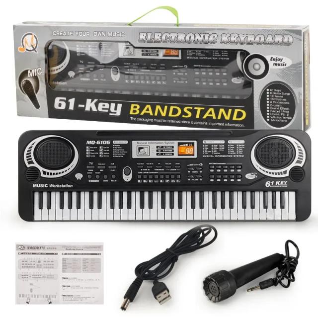 Teclado Eletrônico Infantil com Microfone e 61 Teclas - Piano Digital e Órgão Brinquedo Musical para Crianças