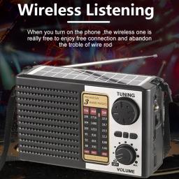 Rádio lanterna LED portátil para acampar, AM, FM, SW, solar, emergência, clima, compatível com Bluetooth 5.0, leitor de música - Image 6