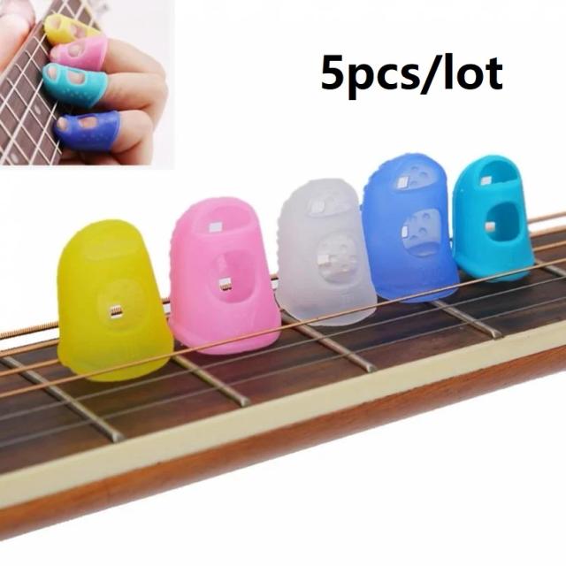 Capa Universal para Cordas de Guitarra e Ukulele com Protetores de Dedos e Dedais de Silicone - Pacotes de 4 e 5 Peças