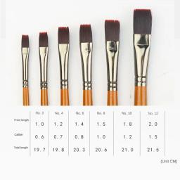 Conjunto de pincel de madeira para pintura aquarela, vinho tinto, cabelo de nylon, 4 tipos de ponto de caneta, caneta tinta a óleo opcional, arte suprimentos, 6 partes - Image 2