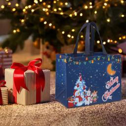 Sacos de presente de natal papai noel elk floco de neve impressão bolsa presentes de natal embrulho suprimentos feliz natal sacolas - Image 3