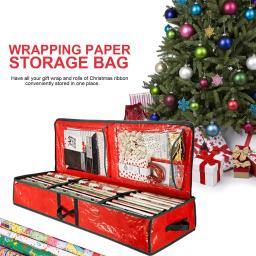 Organizador de papel de embrulho com zíper, envoltório de presente à prova de poeira, recipientes à prova d'água 600d, sacos de pano oxford para presente de natal, grande - Image 5