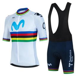 Movistar conjunto camisa de ciclismo manga curta espanha homens anti-uv bicicleta esportiva equipe verão roupas maillot ciclismo hombre - Image 4