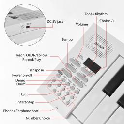 Piano eletrônico multifuncional dobrável, teclado de 61 teclas, display LED, bateria recarregável para iniciantes - Image 4