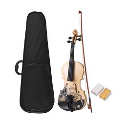 Violino acústico com Carry Case, Basswood Topboard, Side Back Board, Maple Scroll, Bow Rosin, crianças, estudantes, 4 a 4 - Image 2