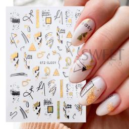 3d linhas francesas etiqueta da arte do prego rosa ouro abstrato graffiti tiras geometria japonesa para manicure bronzeamento slider decoração - Image 5
