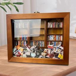 Mini Estante Biblioteca Em Miniatura, Agite Seu Armário De Exibição De Livro De Ansiedade, Decoração Estante, Presente De Decoração De Casa - Image 1