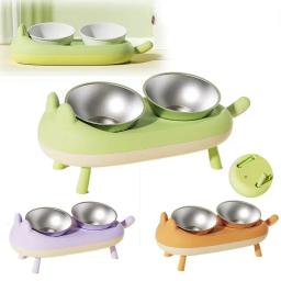 Tigela dupla de aço inoxidável para pet, suporte dobrável, tigela de comida e água para cães e gatos, alimentador antiderrapante de grande volume, acessórios para animais - Image 1
