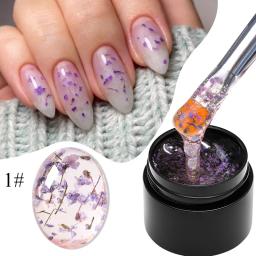 MEET ACROSS 5ml Rosa Flor Seca Gel Unha Polonês Flor Natural Fada Nail Art Gel Soak Off UV LED Pintura Vernizes Para Unhas - Image 2