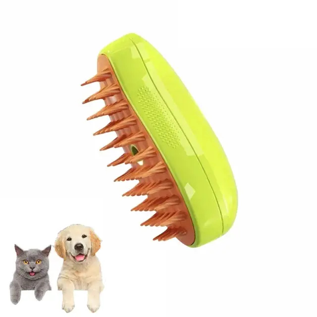 Escova Vaporante Elétrica 3 em 1 para Cães e Gatos - Massagem, Pulverizador a Vapor e Pet Grooming Tool para Controle de Derramamento
