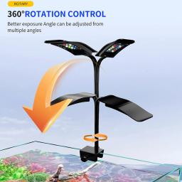 Mini aquário LED luz com temporizador, lâmpada do tanque de peixes, clip na luz, rotação de 360 °, 6W, USB, 10 brilho ajustável - Image 2
