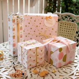 Fold Pink Gift Embrulho Papel, Coração Do Amor, Valentine Gradiente De Alumínio, Papel De Presente De Férias, Presente De Natal, 50*70cm - Image 1