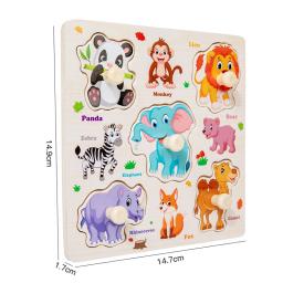 Montessori brinquedos do bebê de madeira 3d quebra-cabeça dos desenhos animados inteligência animal quebra-cabeça aprendizagem precoce brinquedos educativos para crianças - Image 6