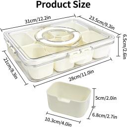 Bandeja Dividida com Alça-Tampa, Lanche Removível, 8 Compartimento, Recipiente De Frutas, Armazenamento De Alimentos, Lanche, Organizador De Almoço - Image 2