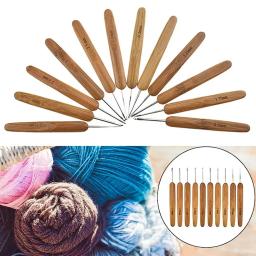 Agulhas ergonômicas de crochê com cabo de madeira de bambu Ganchos de crochê Fios de tecer Tamanho pequeno Artesanato Ferramenta de costura DIY - Image 4