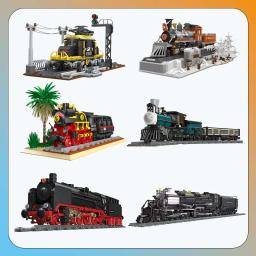Blocos De Construção De Locomotiva A Vapor, Partícula Pequena, Montagem De Plástico, Trem De Brinquedo DIY, Novo sem Caixa - Image 1