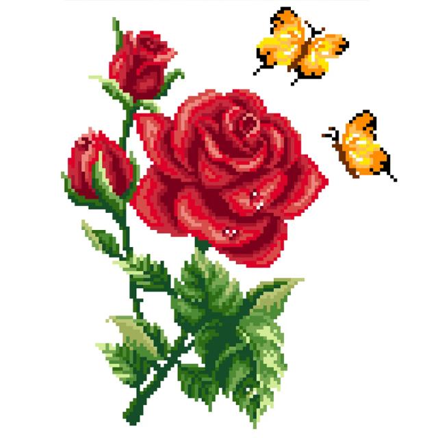 Conjunto de Ponto Cruz com Talão e Flor: Kits de Bordado, Agulhas e Materiais para Artesanato e Decoração