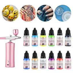 Airbrush Conjunto De Tinta Acrílica, Pigmentos para Spray Art, Pigmentos DIY, Estênceis De Unhas, Ferramentas De Pintura, 10ml, 12Pcs - Image 2
