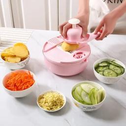 Multifuncional Cozinha Vegetal Cortador, Ralador Batata Shredder, Salad Crusher Kit, 12 em 1 - Image 2