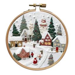 Conjunto de ponto cruz de natal inclui aro de bordado fios de pano de bordado artesanal kit de artesanato de arte de costura para iniciantes adultos - Image 5