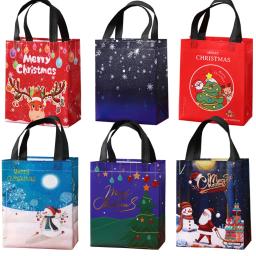 Sacos de presente de Natal com alças, sacolas pequenas sacolas de compras reutilizáveis, Papai Noel Meias Treat Bag, 2025 - Image 1