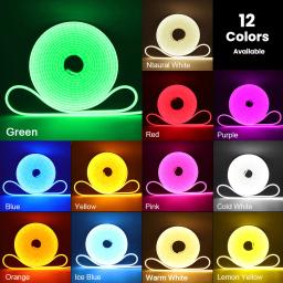 Impermeável LED Neon Strip Light, flexível Corda Luzes, lâmpada de silicone, decoração para casa com 2Pin Wire, 9 cores, 12V, 24V - Image 5