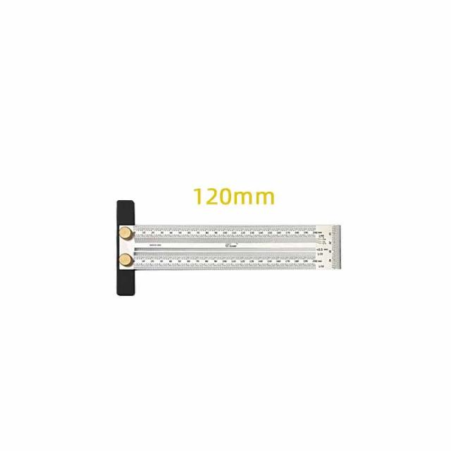 Regua de Aço Inoxidável Precision Marking T-Rule com Marcação Precisão - Ferramenta Ideal para Carpintaria em 200mm, 300mm e 400mm