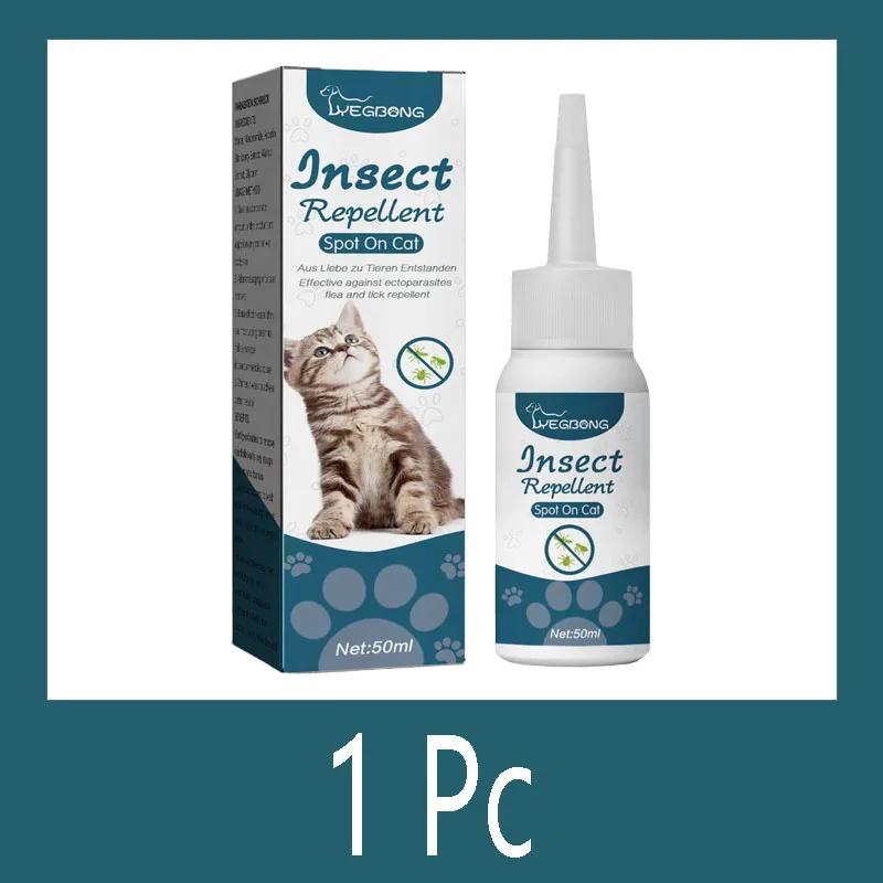 Pet Anti-Flea Tick Agent, Gatos e Cães, Desparasitação Extracorpórea 50ml, Agente de Limpeza da Pele para Piolhos, Carrapatos e Carrapatos - Image 1