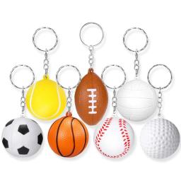 PU couro basquete bola chaveiro, voleibol, golfe, futebol, beisebol, simulação, futebol, pingente, mochila - Image 1