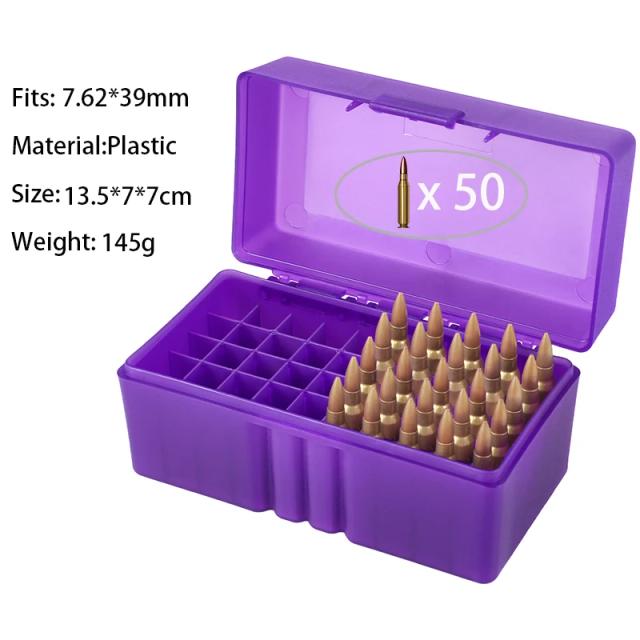 Caixa de Armazenamento para Munições Caça Balas - Suporte para Cartuchos 7.62x39, 9mm e .223, Capacidade para 50 Rodadas, Acessório para Tiro ao Ar Livre