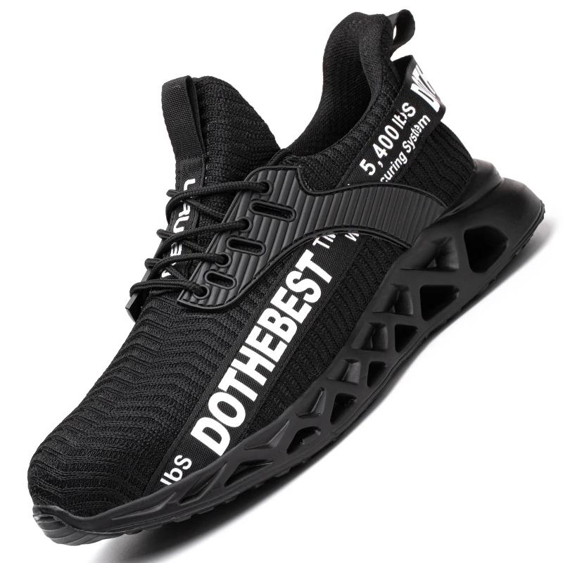 Sapatos de segurança com biqueira de aço para homens e mulheres, tênis leves de trabalho à prova de punção, botas de segurança unissex para construção - Image 1