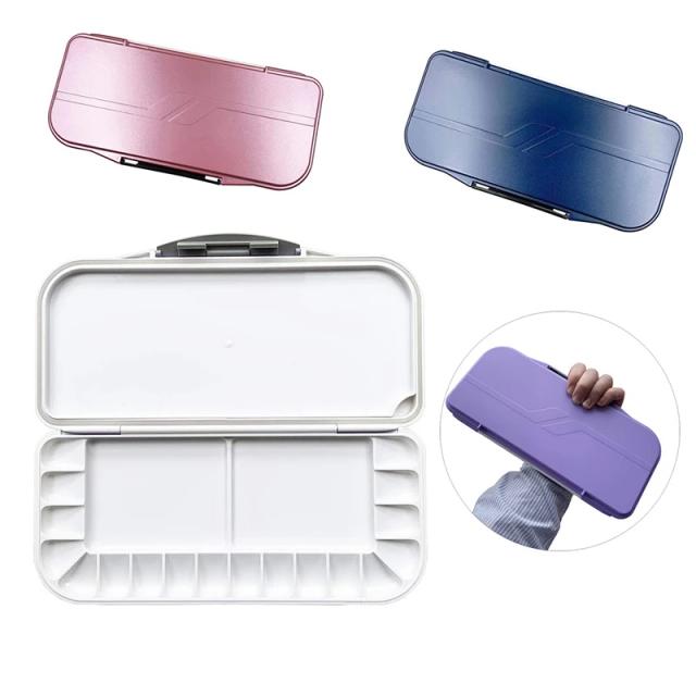 Caixa Portátil Dobrável de Paleta de Pintura com Aquarela Hermética e 2 Áreas de Mistura para Viagens